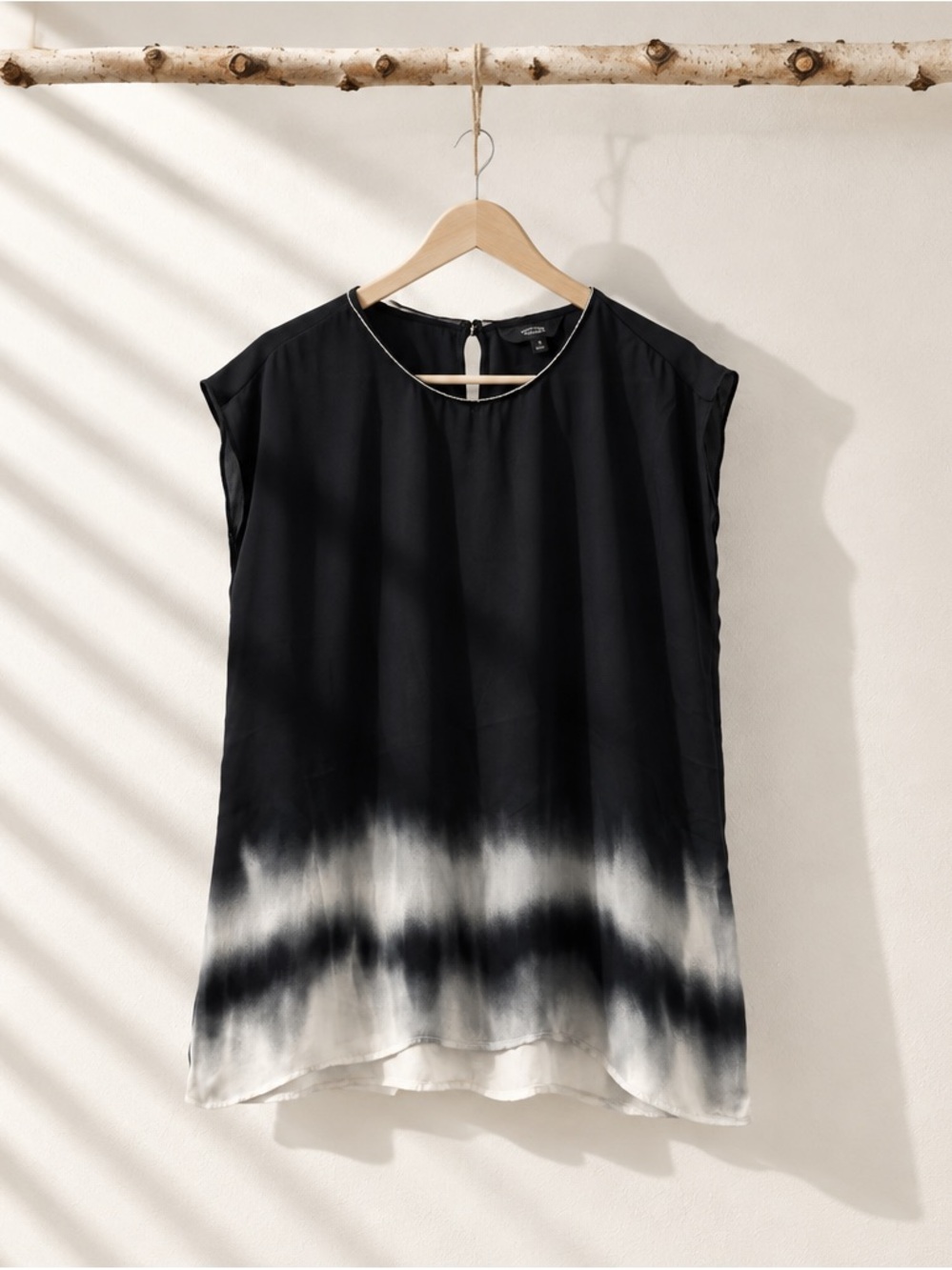 Simply Vera Wang Black Ombre Tie-Dye Cap Sleeve Top